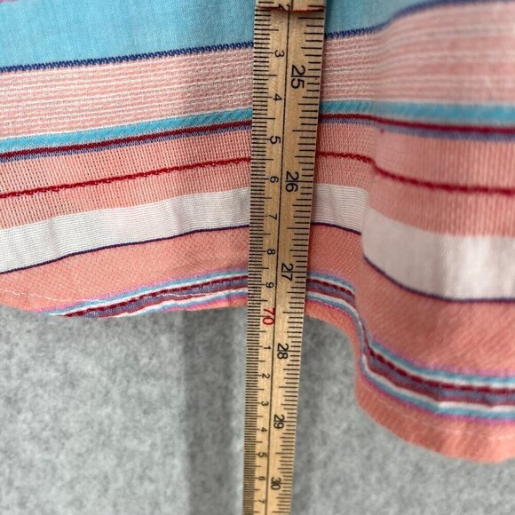 Talbots Classic Casual Button Up Shirt Size XL Sunset Stripe Serape Pink Blue - Picture 9 of 11